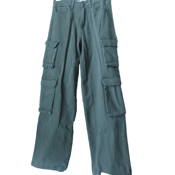 YMI High Rise Wide Leg Pants Juniors 3 Skater All Day Cargo Jeans Gray Baggy Y2K - Picture 1 of 6